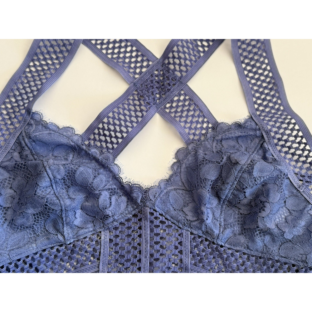NWT Free‎ People INTIMATELY Sitting Pretty Floral Lace Brami Egret Blue Size S - Picture 6 of 16